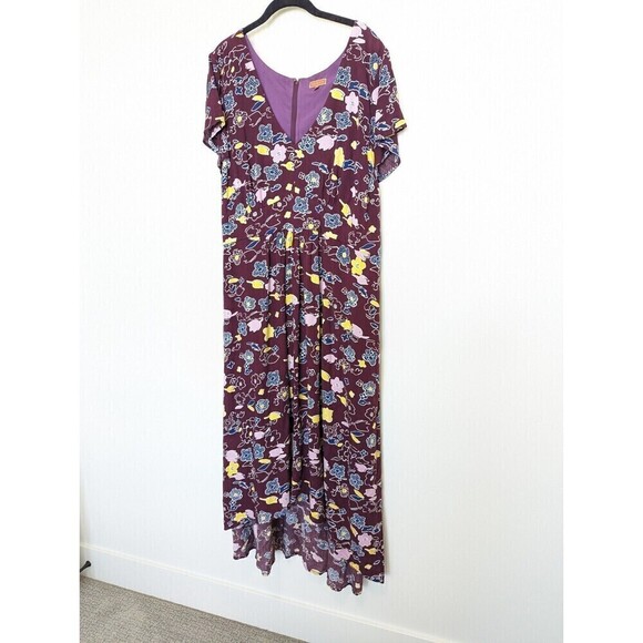MODCLOTH Gallery Flattery Dress Womens Plus Size 4X Burgandy Floral Maxi Wedding - Picture 3 of 15